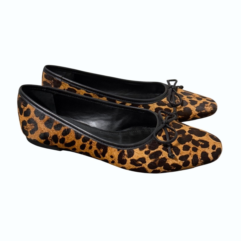 Schutz Arissa Leopard Print Calf Hair Ballet Flats Brown Black Size 7B Classic